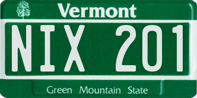 VT license plate NIX201