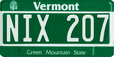 VT license plate NIX207