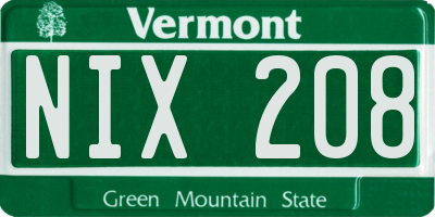 VT license plate NIX208