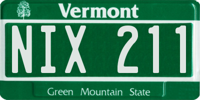 VT license plate NIX211