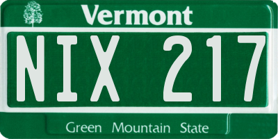 VT license plate NIX217