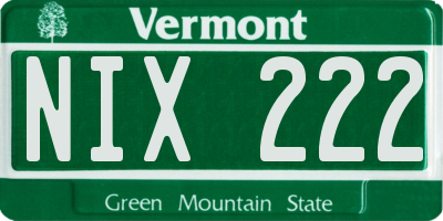 VT license plate NIX222