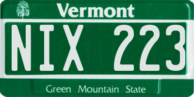 VT license plate NIX223