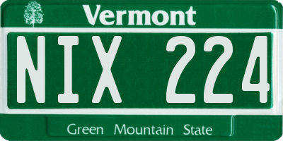 VT license plate NIX224