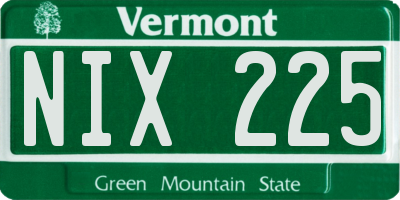 VT license plate NIX225