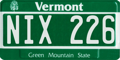 VT license plate NIX226