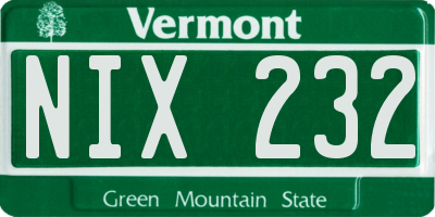 VT license plate NIX232