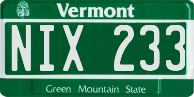 VT license plate NIX233