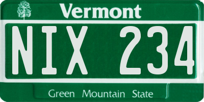 VT license plate NIX234