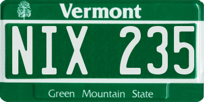 VT license plate NIX235