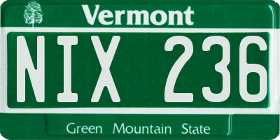VT license plate NIX236
