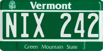VT license plate NIX242
