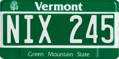 VT license plate NIX245