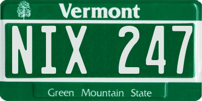 VT license plate NIX247