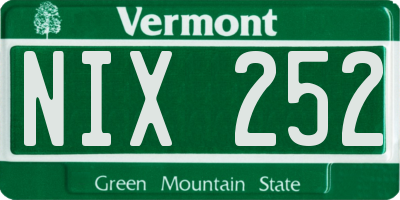VT license plate NIX252
