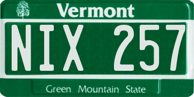 VT license plate NIX257