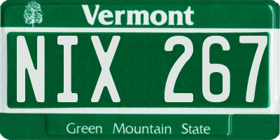 VT license plate NIX267