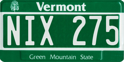 VT license plate NIX275