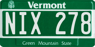 VT license plate NIX278