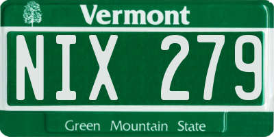 VT license plate NIX279