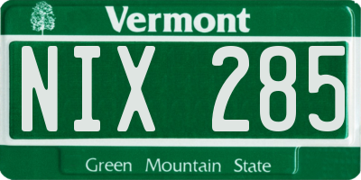 VT license plate NIX285