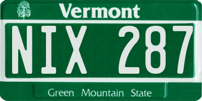 VT license plate NIX287
