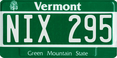 VT license plate NIX295