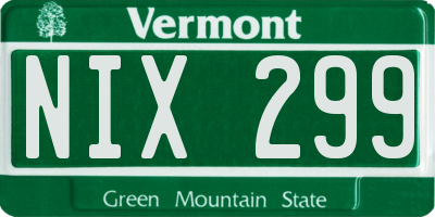 VT license plate NIX299