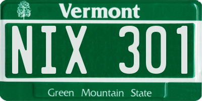 VT license plate NIX301