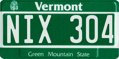 VT license plate NIX304