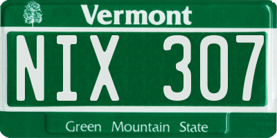 VT license plate NIX307