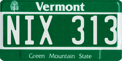 VT license plate NIX313