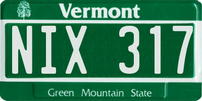 VT license plate NIX317