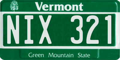 VT license plate NIX321