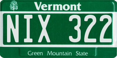 VT license plate NIX322