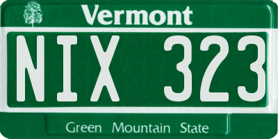 VT license plate NIX323