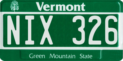 VT license plate NIX326