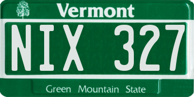 VT license plate NIX327