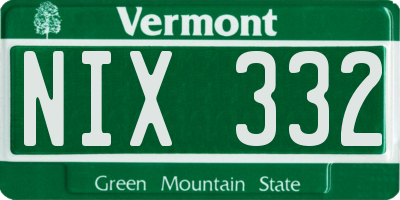 VT license plate NIX332