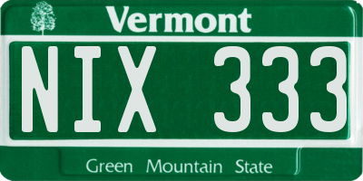VT license plate NIX333