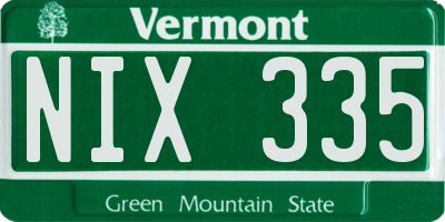 VT license plate NIX335