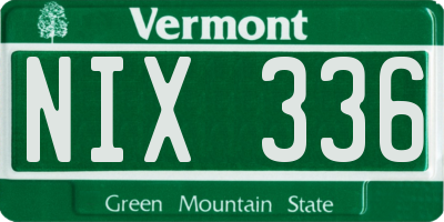 VT license plate NIX336