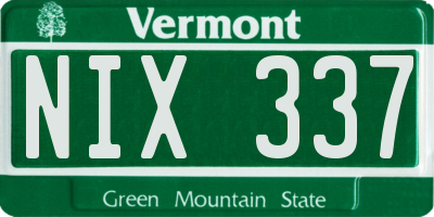 VT license plate NIX337