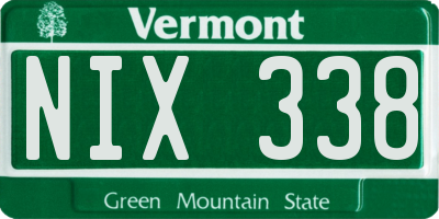 VT license plate NIX338
