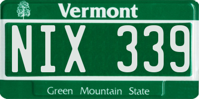 VT license plate NIX339