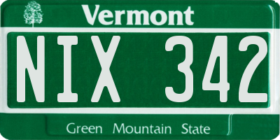 VT license plate NIX342