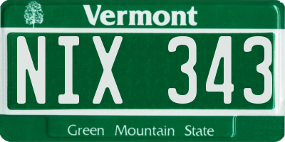 VT license plate NIX343