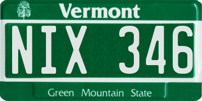 VT license plate NIX346