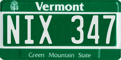 VT license plate NIX347