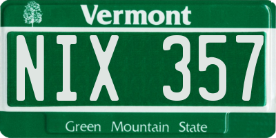 VT license plate NIX357